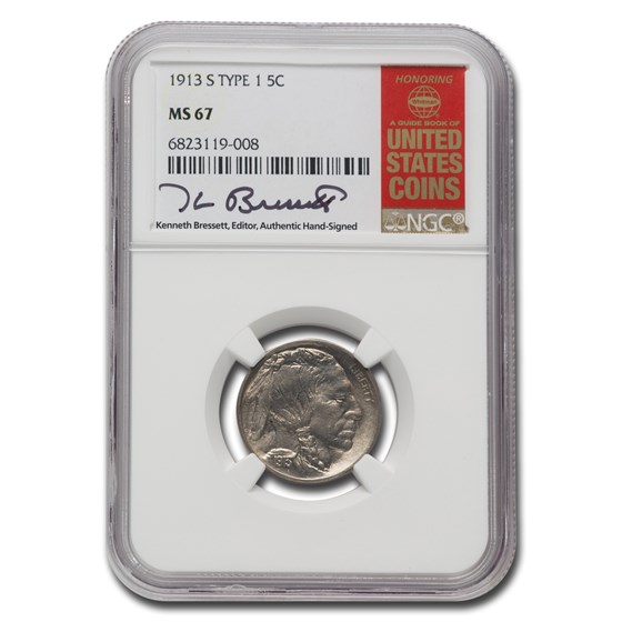 1913-S Buffalo Nickel Type-I MS-67 NGC 1913-S Buffalo Nickel Type-I MS-67 NGC